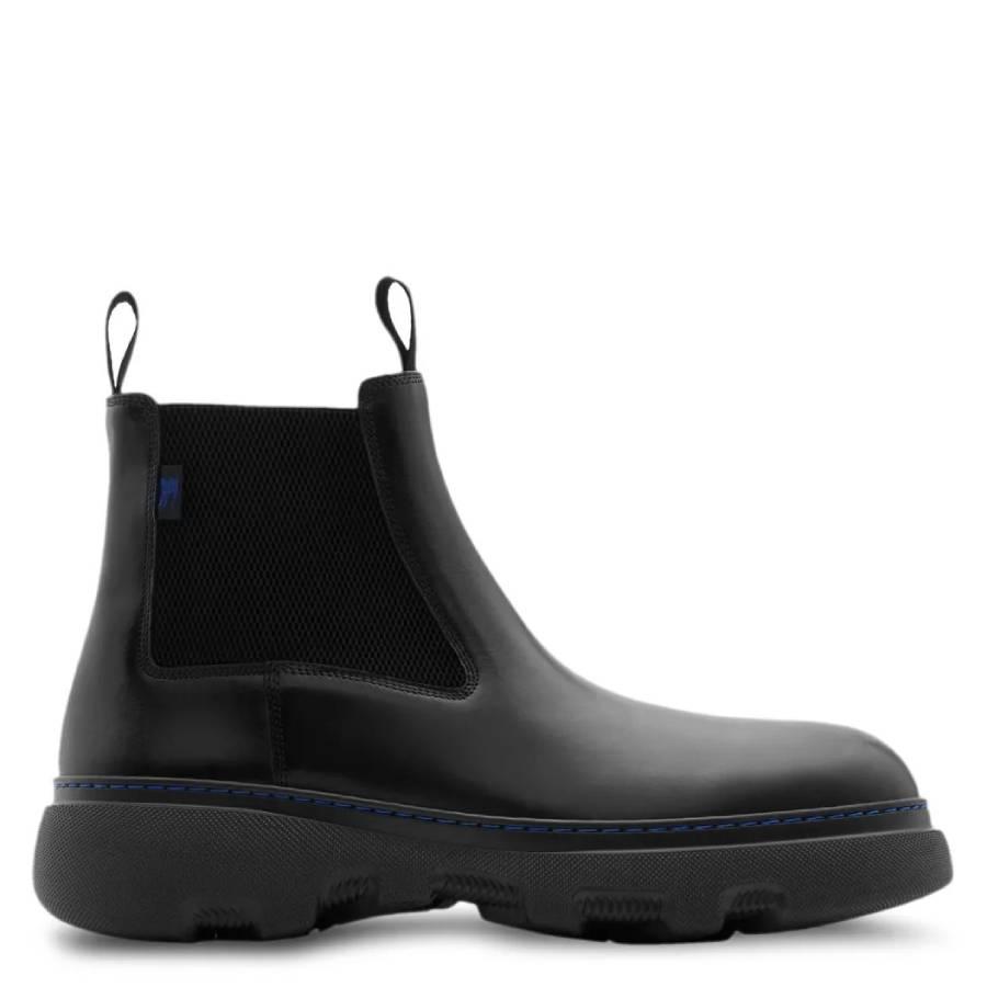 Burberry Round Toe Creeper Leather Boots by BURBERRY