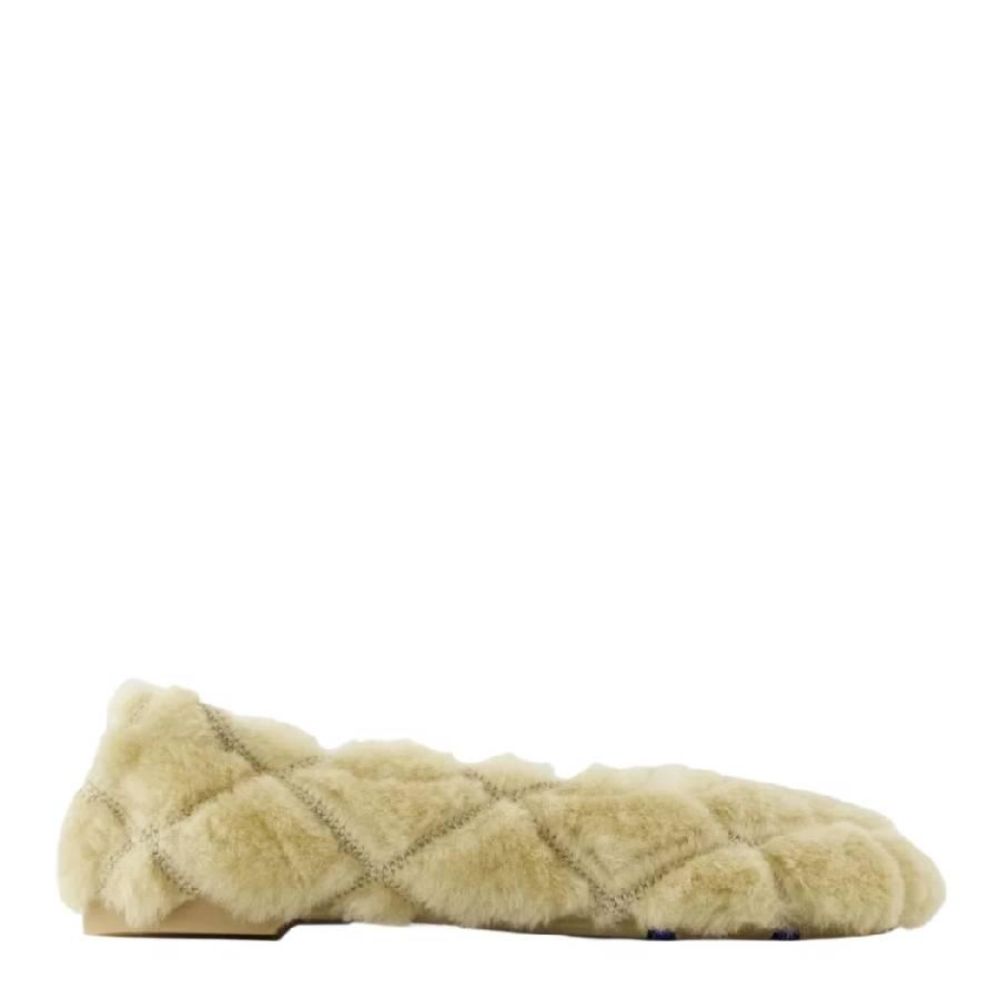 Burberry Round Toe Shearling Ballerina Flats by BURBERRY