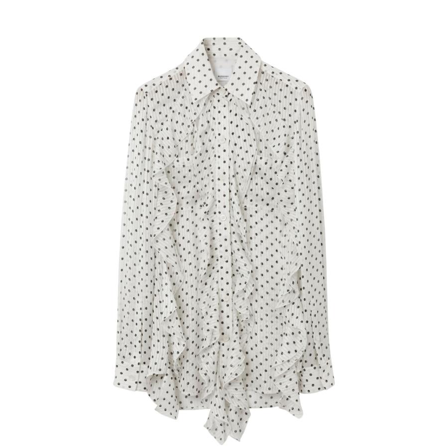 Burberry Ruffled Polka Dot Silk Chiffon Blouse by BURBERRY