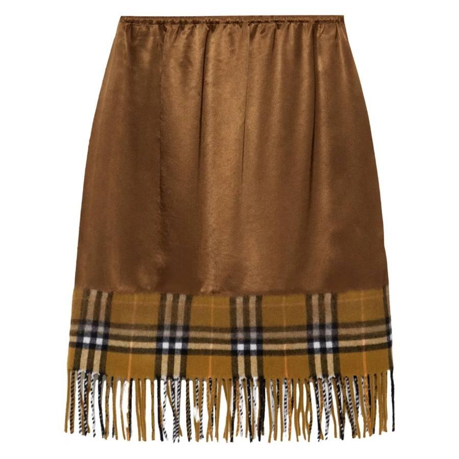 Burberry Satin and Check Scarf Skirt by BURBERRY