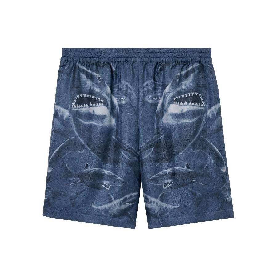Burberry Shark-Print Silk Shorts by BURBERRY