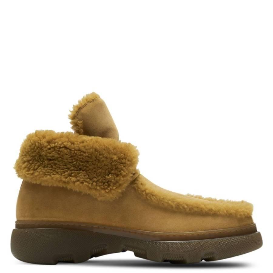 Burberry Shearling-Trim Suede Creeper Boots by BURBERRY