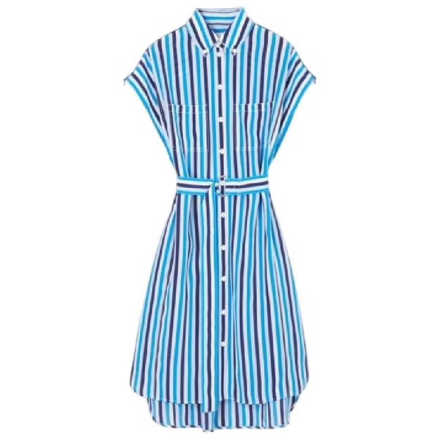 Burberry Short Sleeve Striped Pattern Silk Dress by BURBERRY