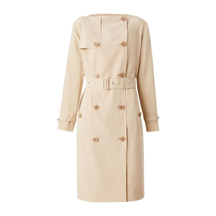 Burberry Soft Fawn Crepe De Chine Boat-Neck Trench Dress by BURBERRY