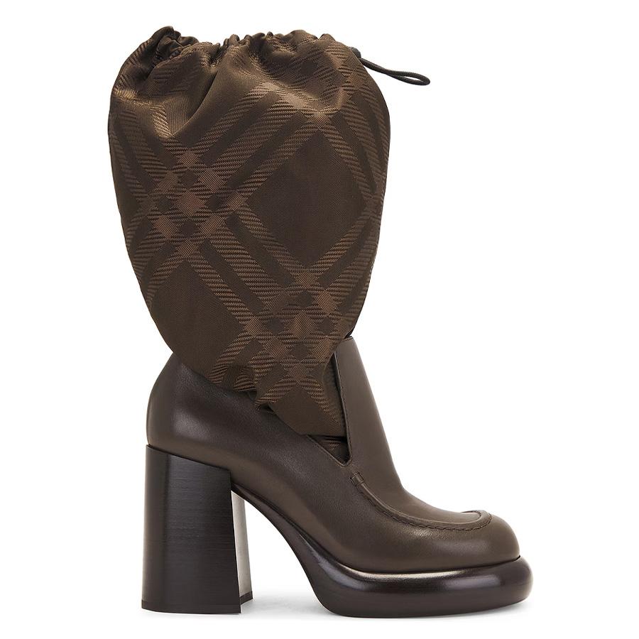 Burberry Square-Toe Check-Print Boots by BURBERRY