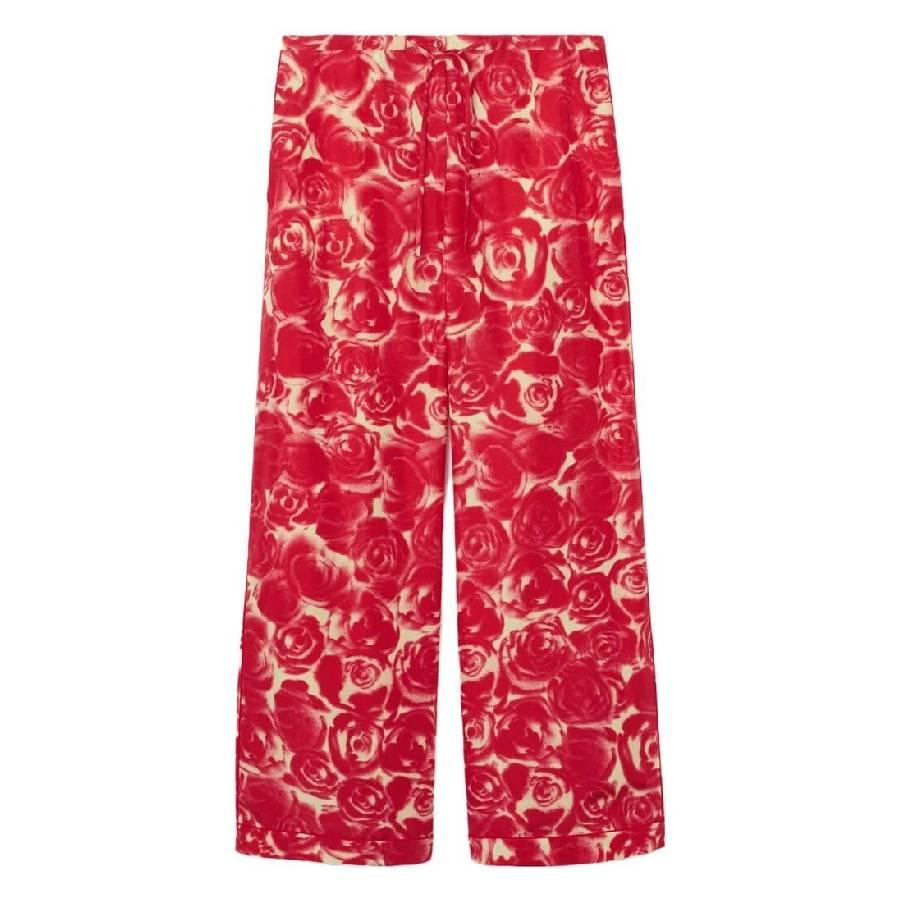 Burberry Straight Leg Rose Print Trousers by BURBERRY
