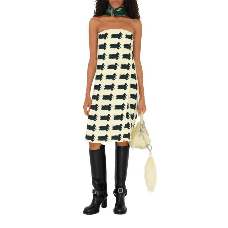 Burberry Strapless Duck Printed Midi Dress by BURBERRY