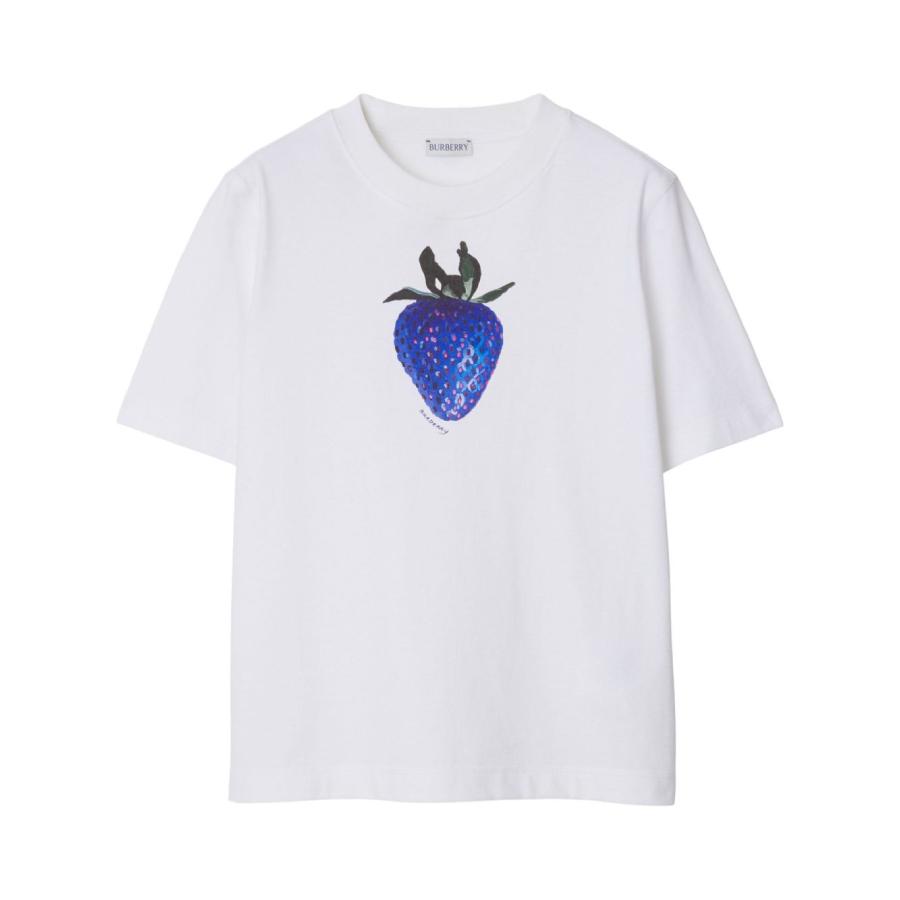Burberry Strawberry Print Crewneck Cotton T-Shirt by BURBERRY