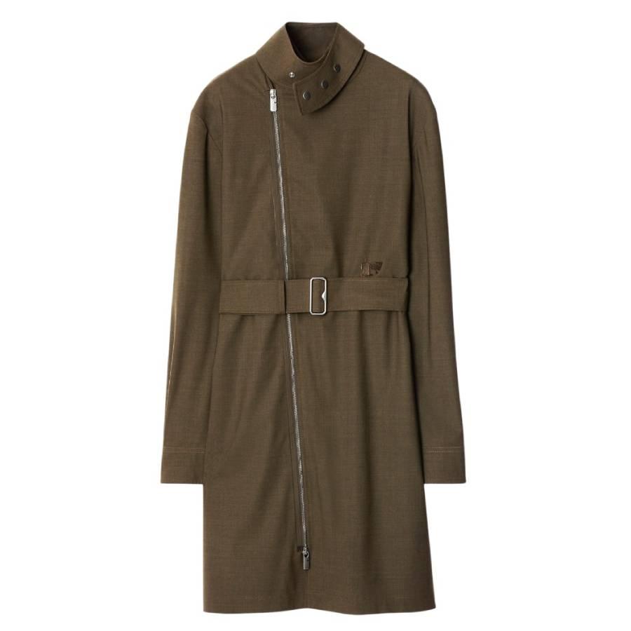 Burberry Stretch Wool Belted Zip Dress by BURBERRY