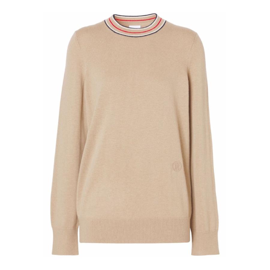 Burberry Striped Detailed Crewneck Cashmere Jumper by BURBERRY