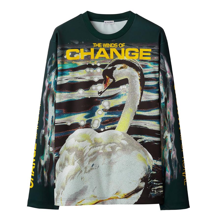 Burberry Swan-Print Long-Sleeved T-Shirt by BURBERRY