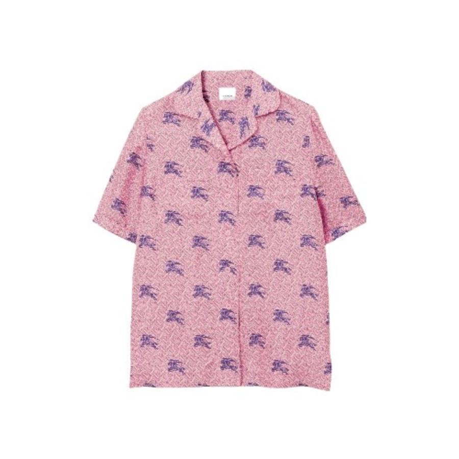 Burberry Tabi Equestrian Knight TB Monogram Print Silk Pyjama Shirt by BURBERRY