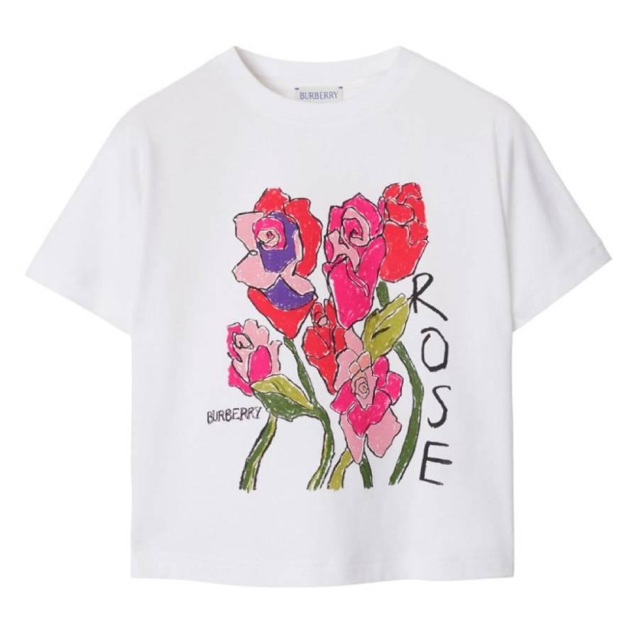 Burberry Toddler Lilia Rose Print Cotton T-Shirt by BURBERRY