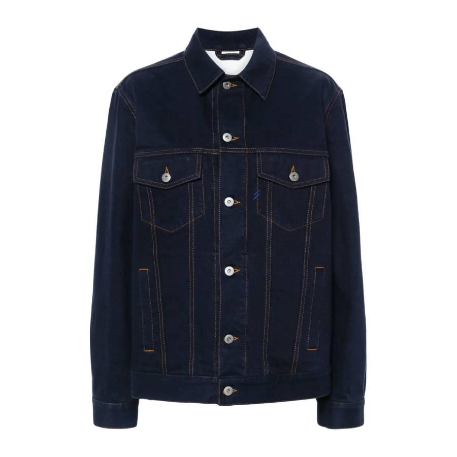 Burberry Womens Indigo Blue Logo-Patch Denim Jacket by BURBERRY