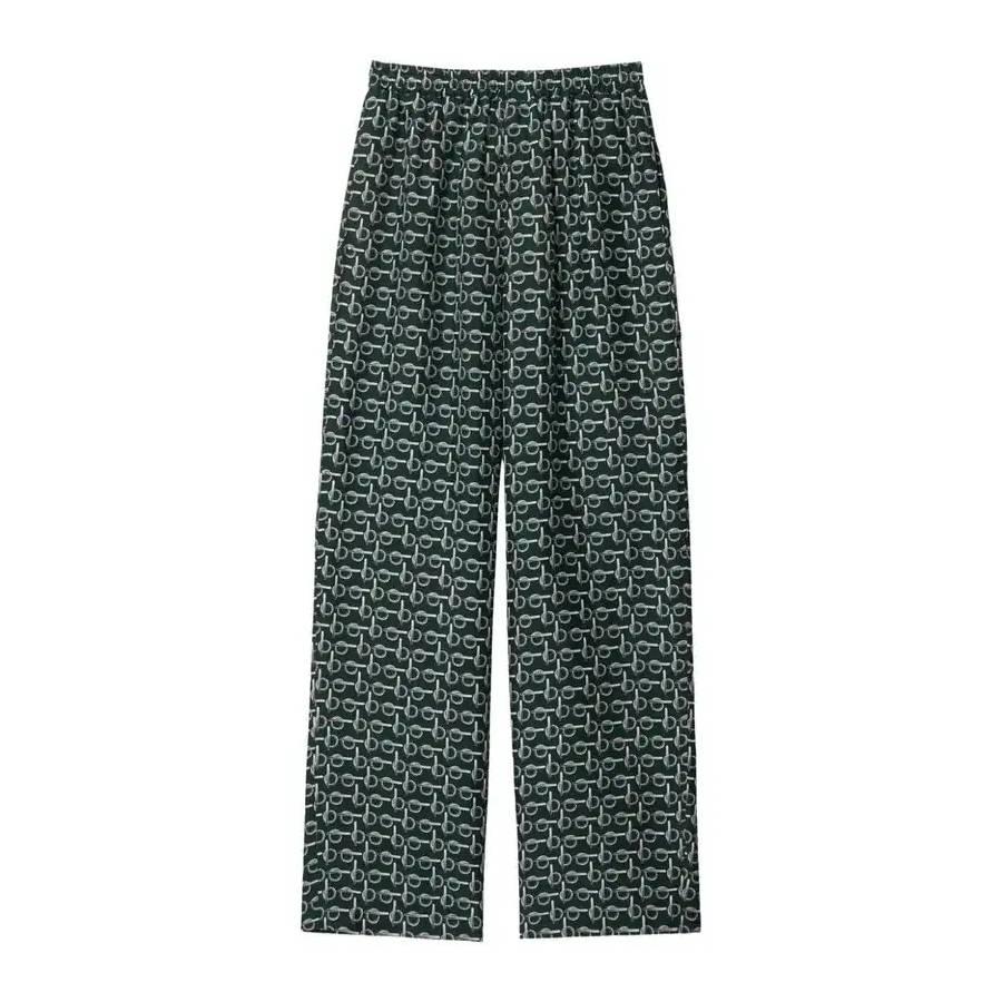 Burberry Womens Silver / Green Printed Silk Trousers by BURBERRY