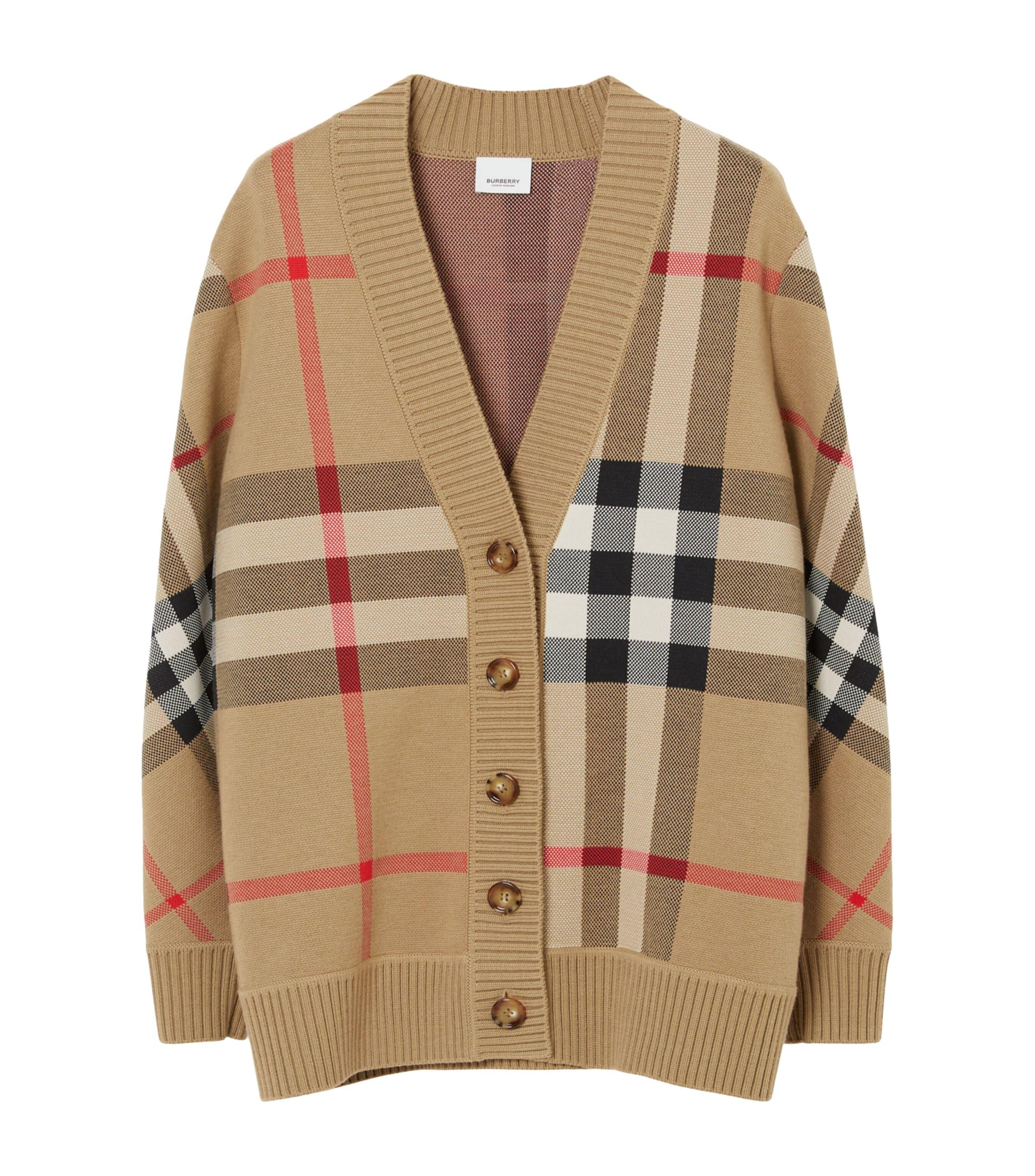 Burberry Wool-Blend Check Cardigan by BURBERRY