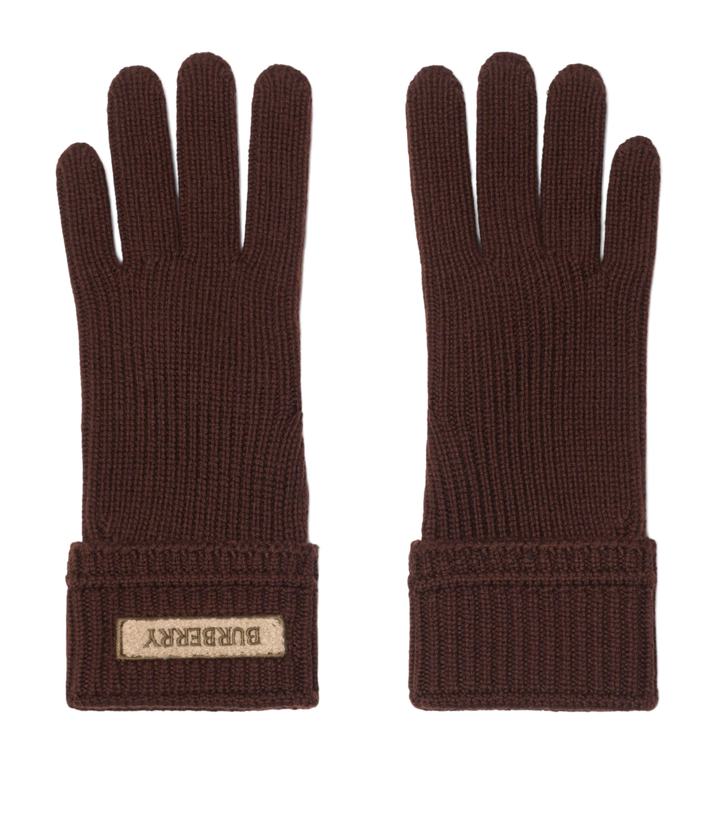 Burberry Wool-Blend Logo Gloves by BURBERRY