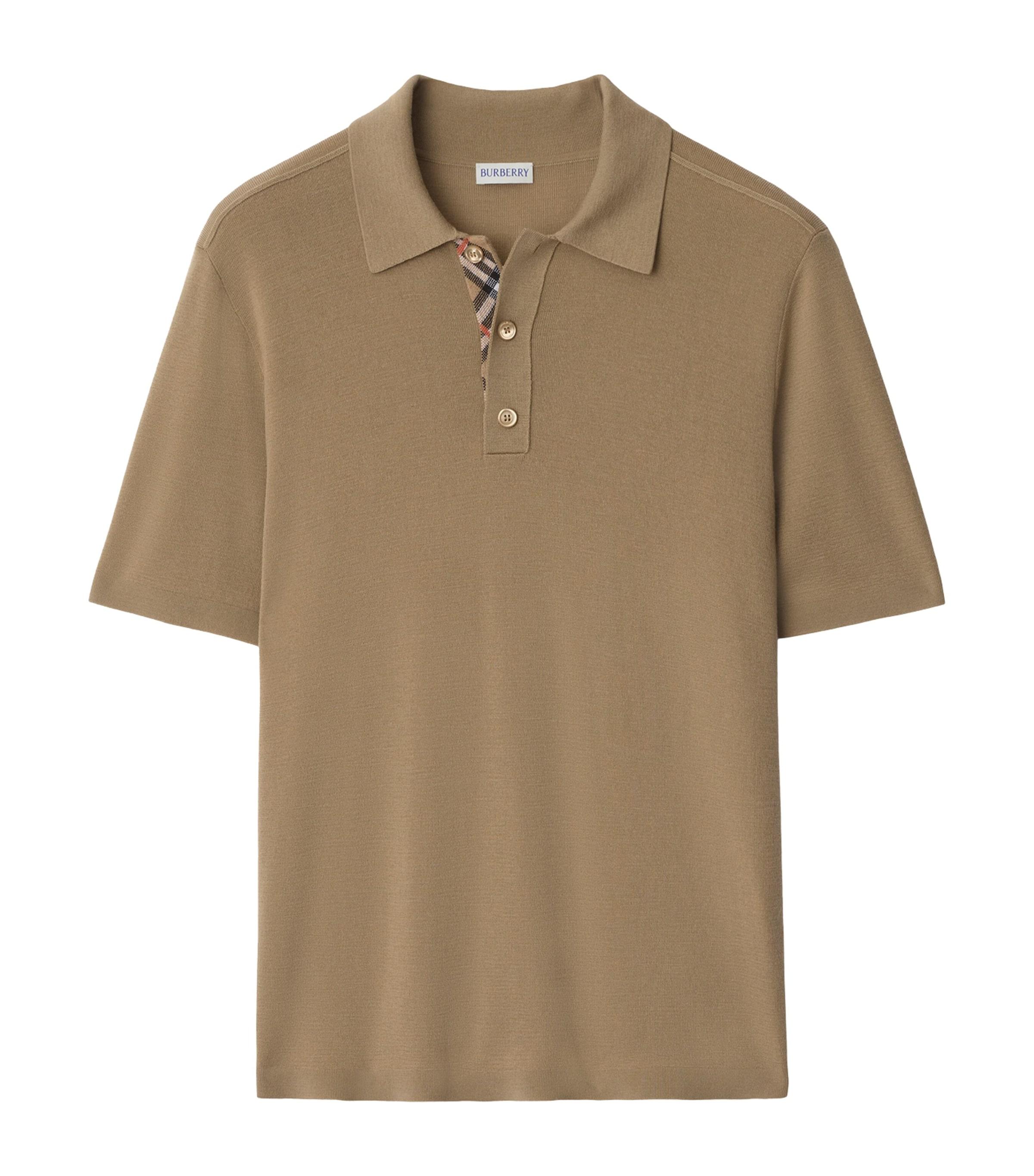 Burberry Wool Check-Detail Polo Shirt by BURBERRY