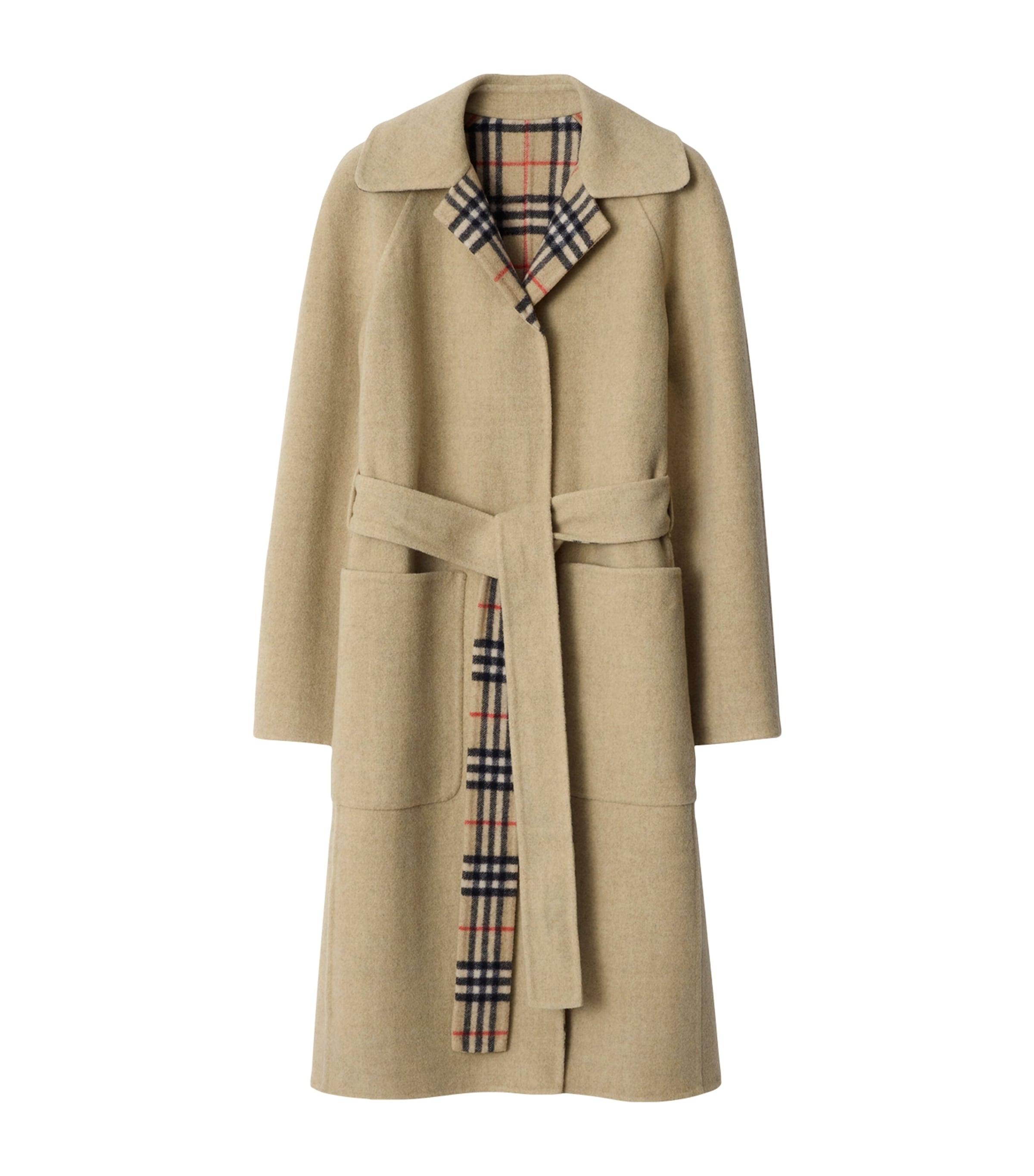 Burberry Wool Reversible Hooded Wrap Coat by BURBERRY