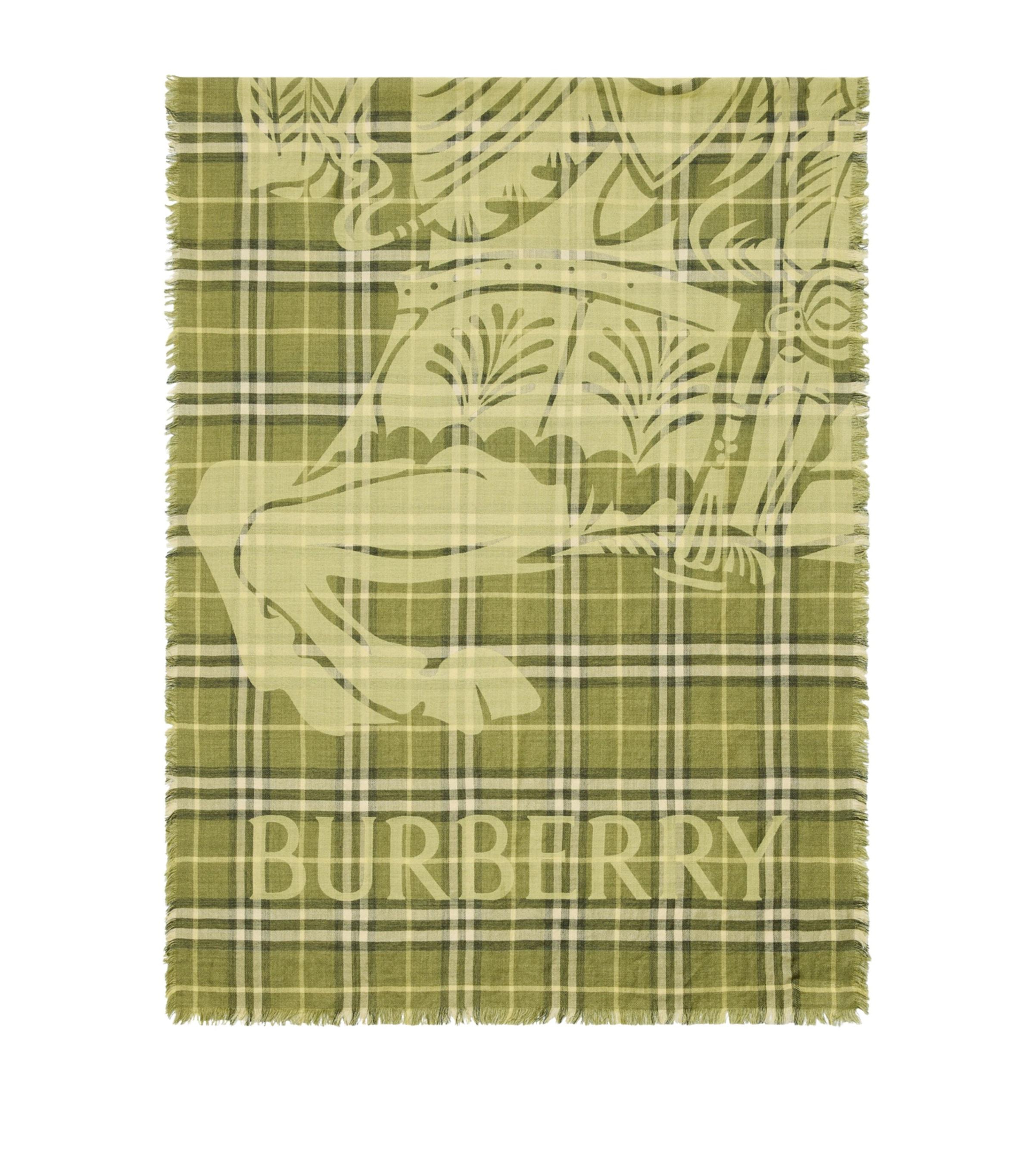 Burberry Wool-Silk Wide EKD Check Scarf by BURBERRY