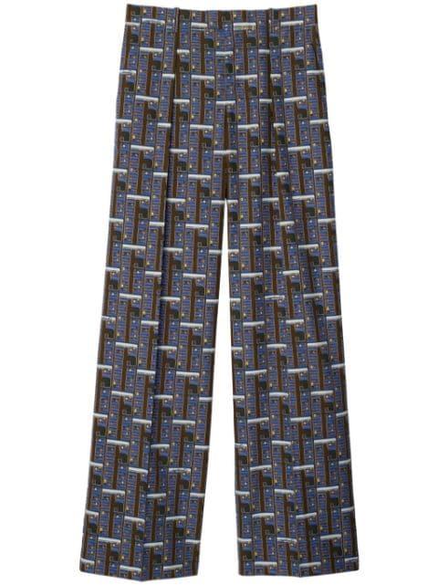 Bus silk straight-leg trousers by BURBERRY