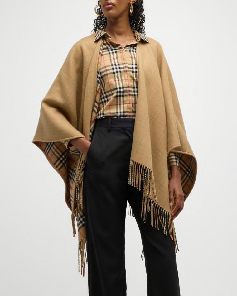 Charlotte Check Wool Cape by BURBERRY