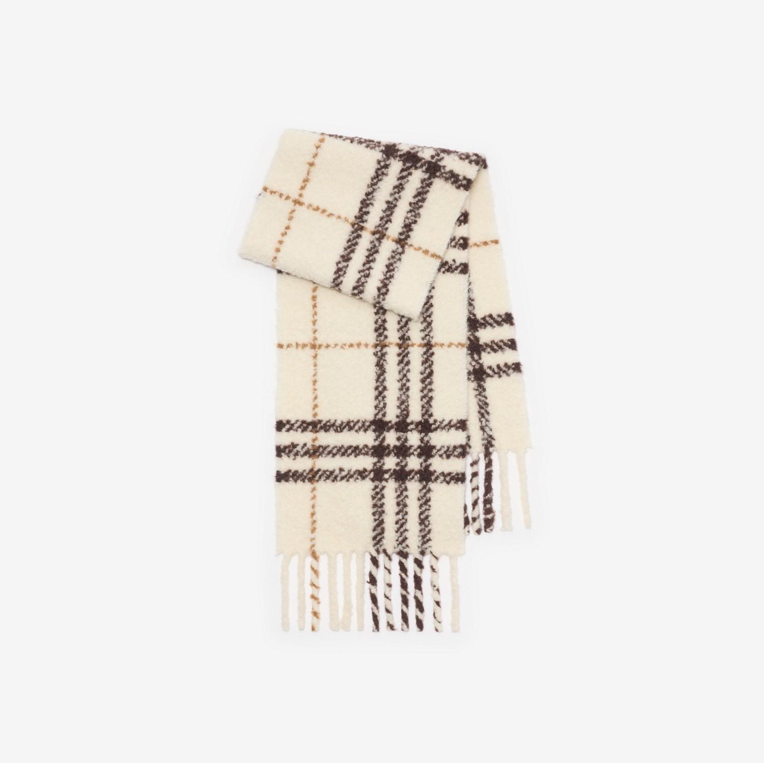 Check Alpaca Wool Blend Bouclé Scarf by BURBERRY