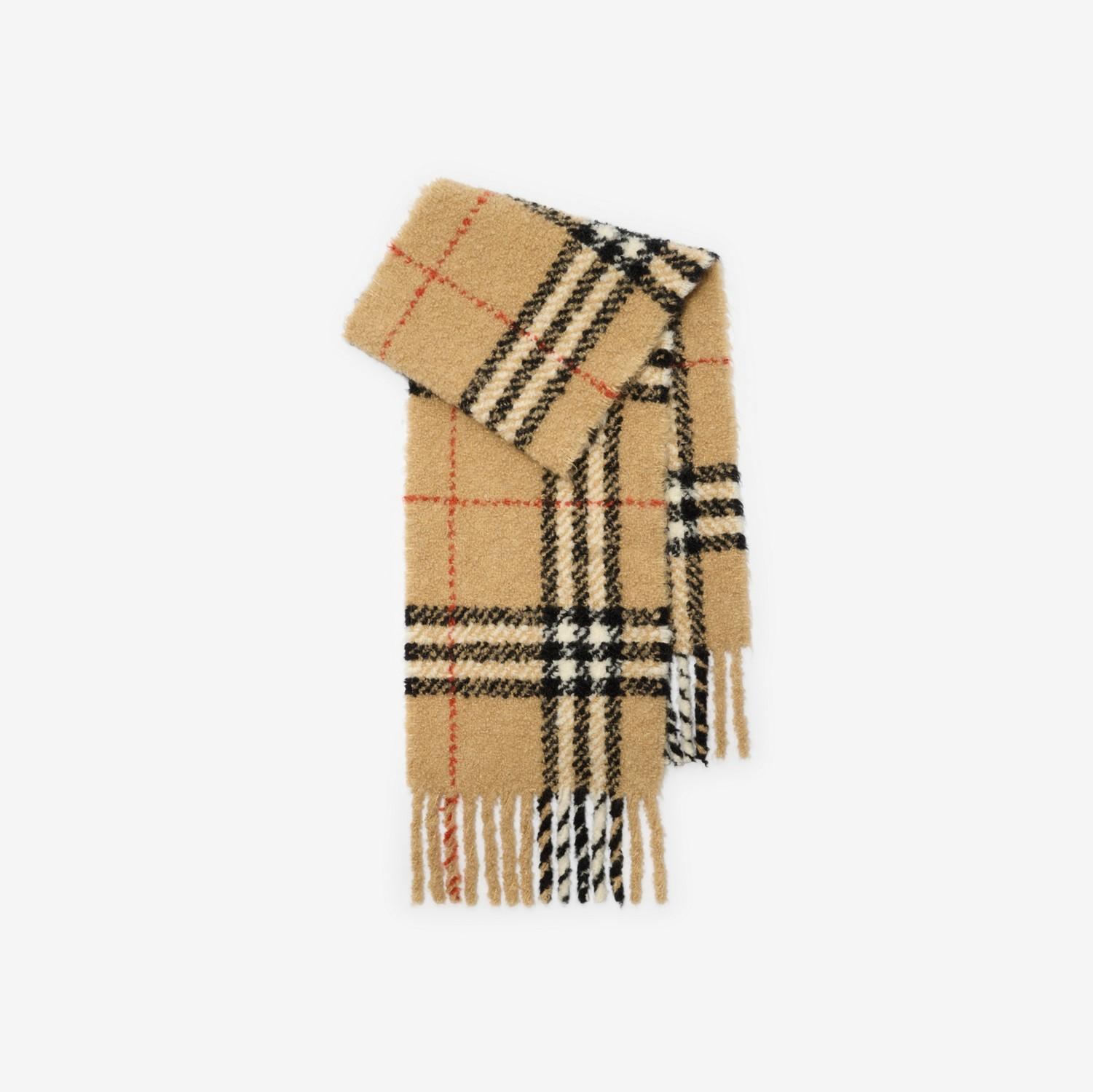 Check Alpaca Wool Blend Bouclé Scarf by BURBERRY