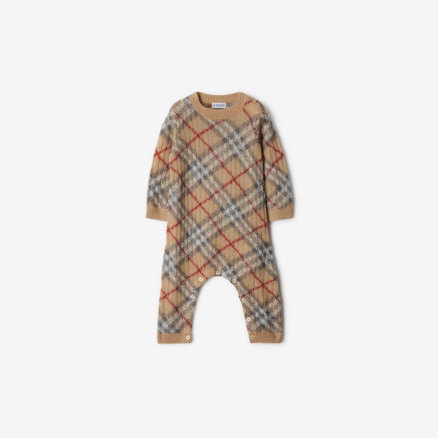 Check Alpaca Wool Silk Blend Jumpsuit by BURBERRY