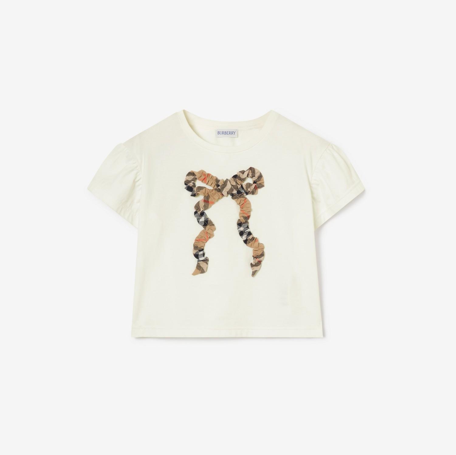 Check Bow Cotton T-shirt by BURBERRY