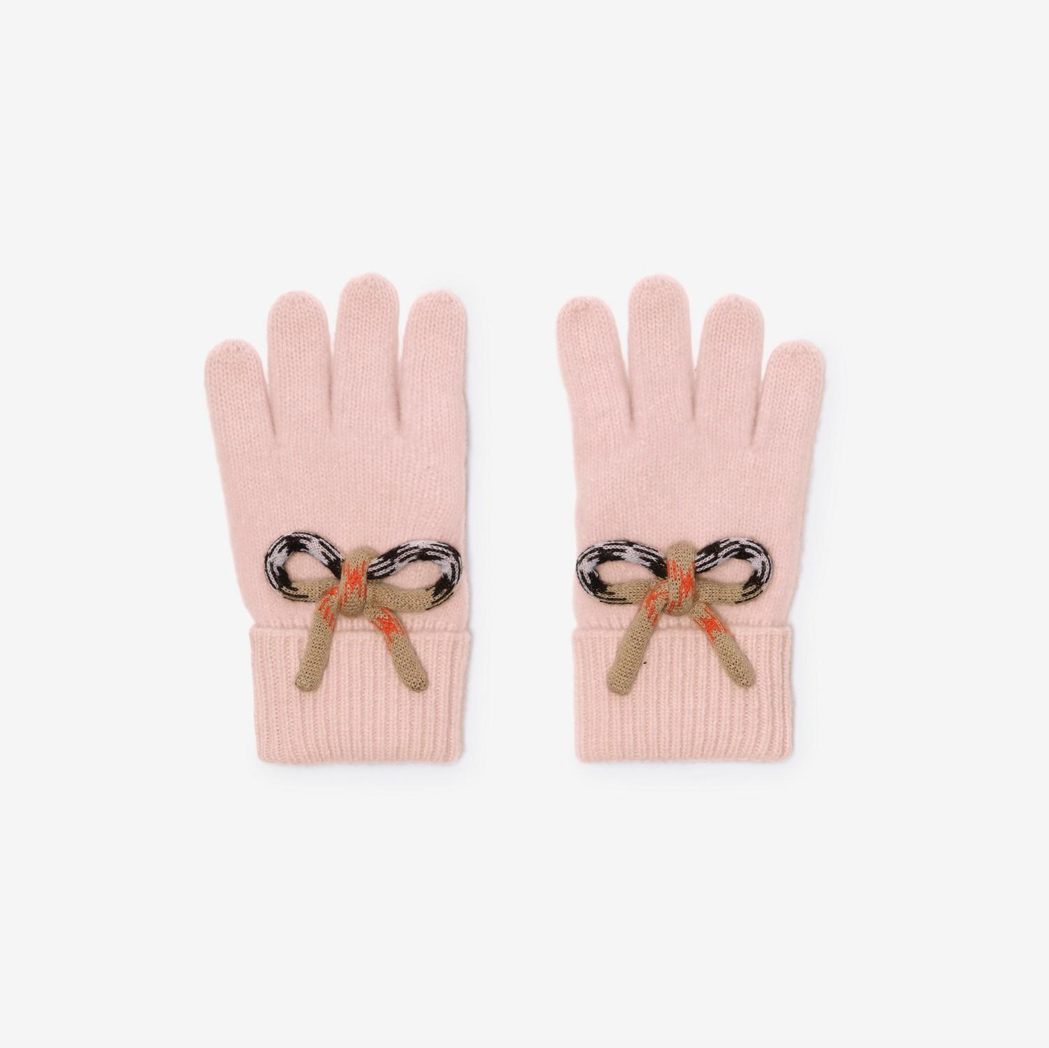 Check Bow Wool Cashmere Gloves by BURBERRY