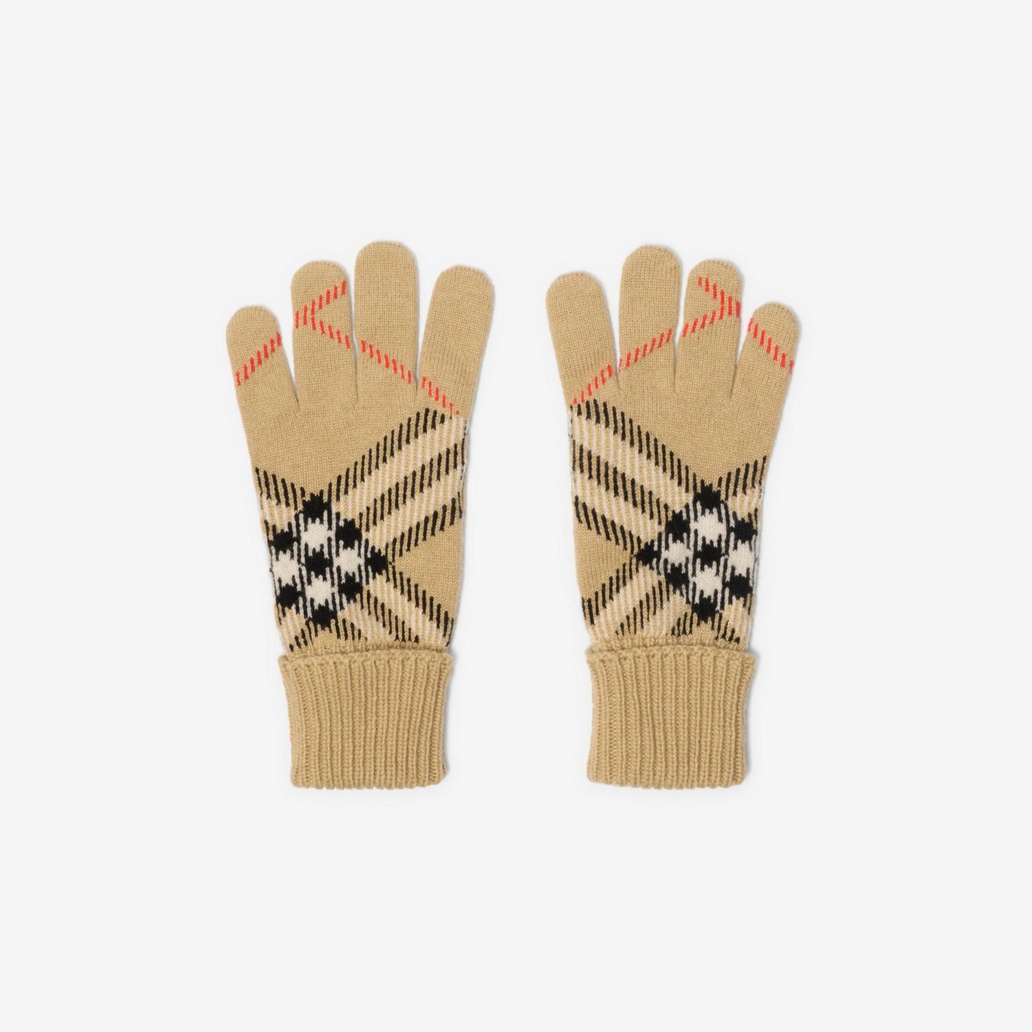 Check Cashmere Blend Gloves by BURBERRY
