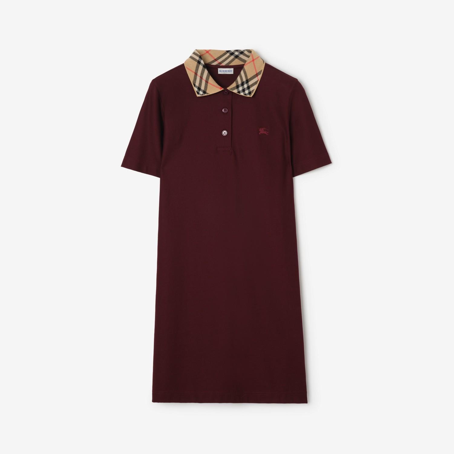 Check Collar Cotton Polo Shirt Dress by BURBERRY