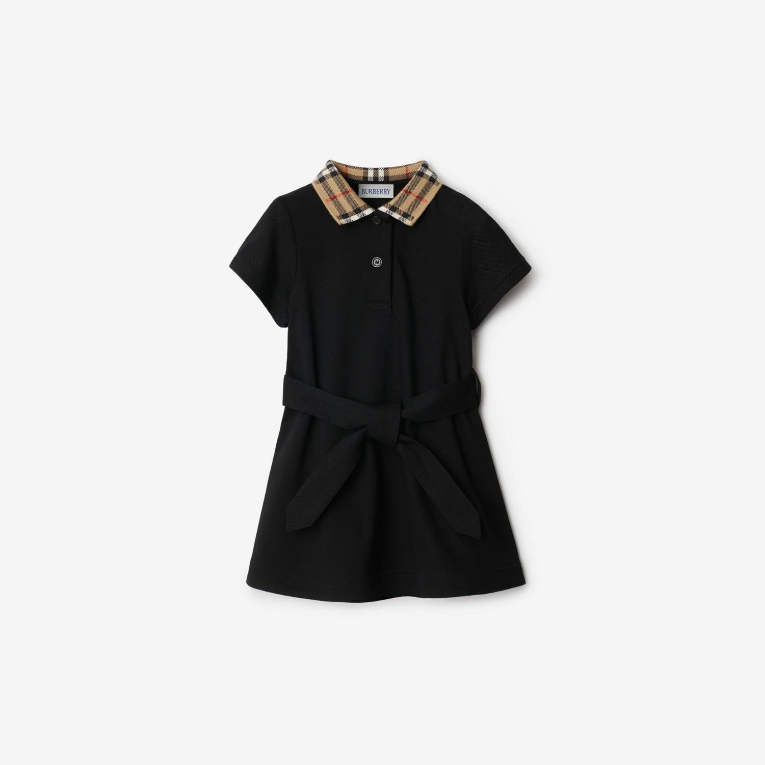 Check Collar Cotton Polo Shirt Dress by BURBERRY