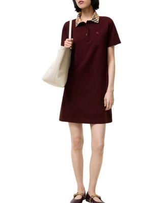 Check Collar Cotton Polo Shirt Dress by BURBERRY
