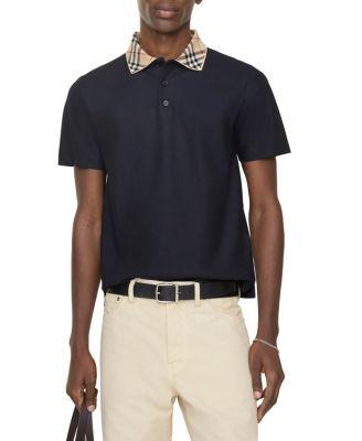Check Collar Cotton Polo Shirt by BURBERRY Check Collar Cotton Polo Shirt by BURBERRY