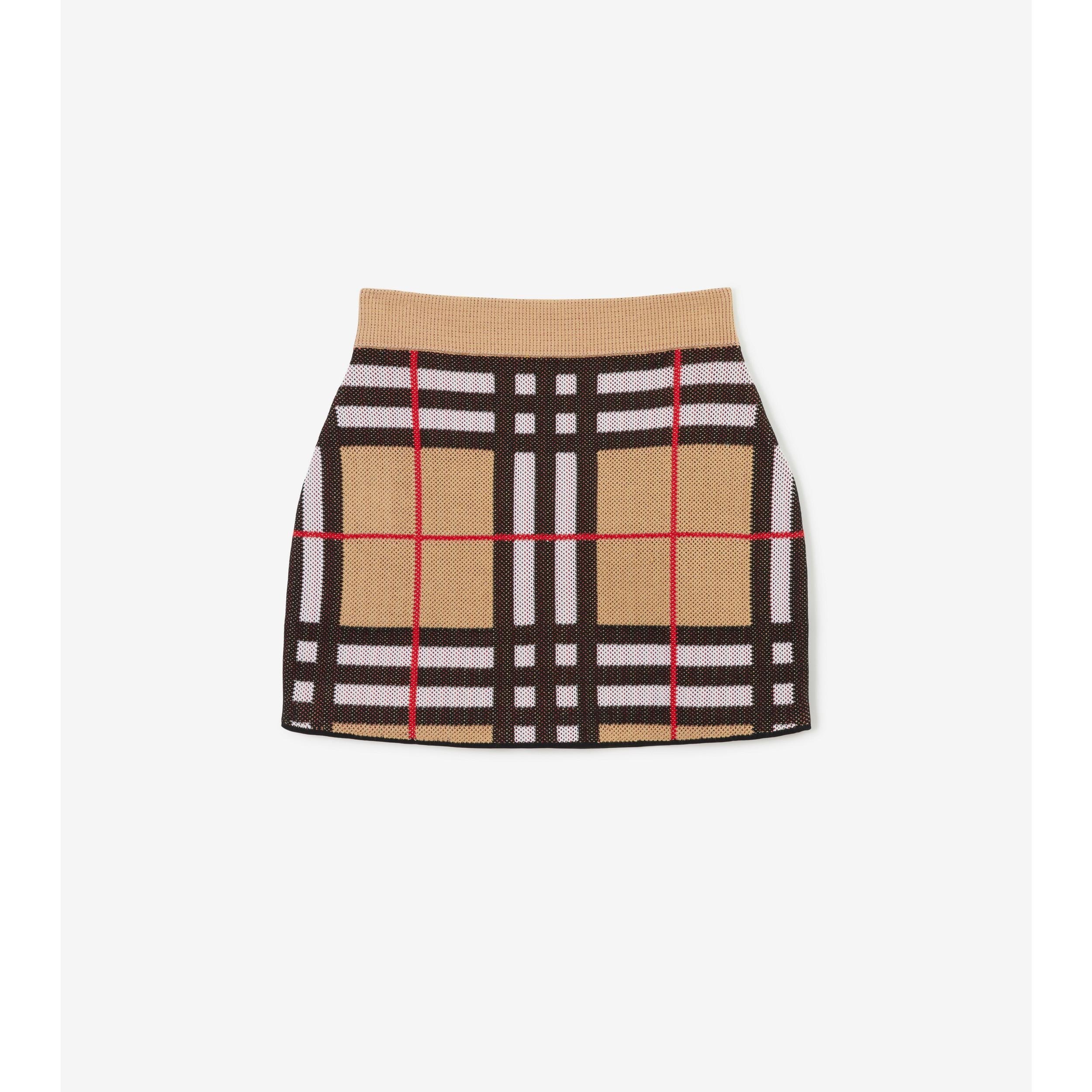 Check Cotton Blend Mini Skirt by BURBERRY