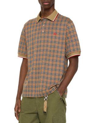 Check Cotton Blend Polo Shirt by BURBERRY