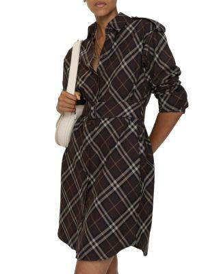 Check Cotton Flannel Shirt Dress by BURBERRY