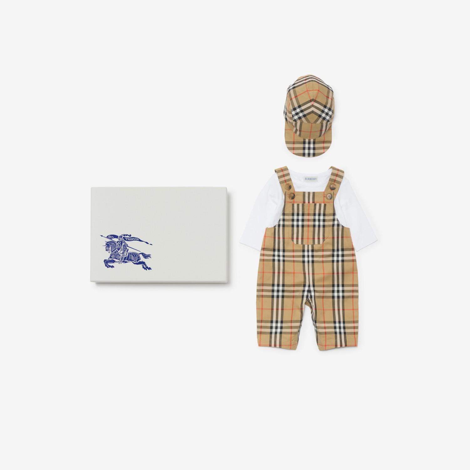 Check Cotton Three-piece Baby Gift Set by BURBERRY