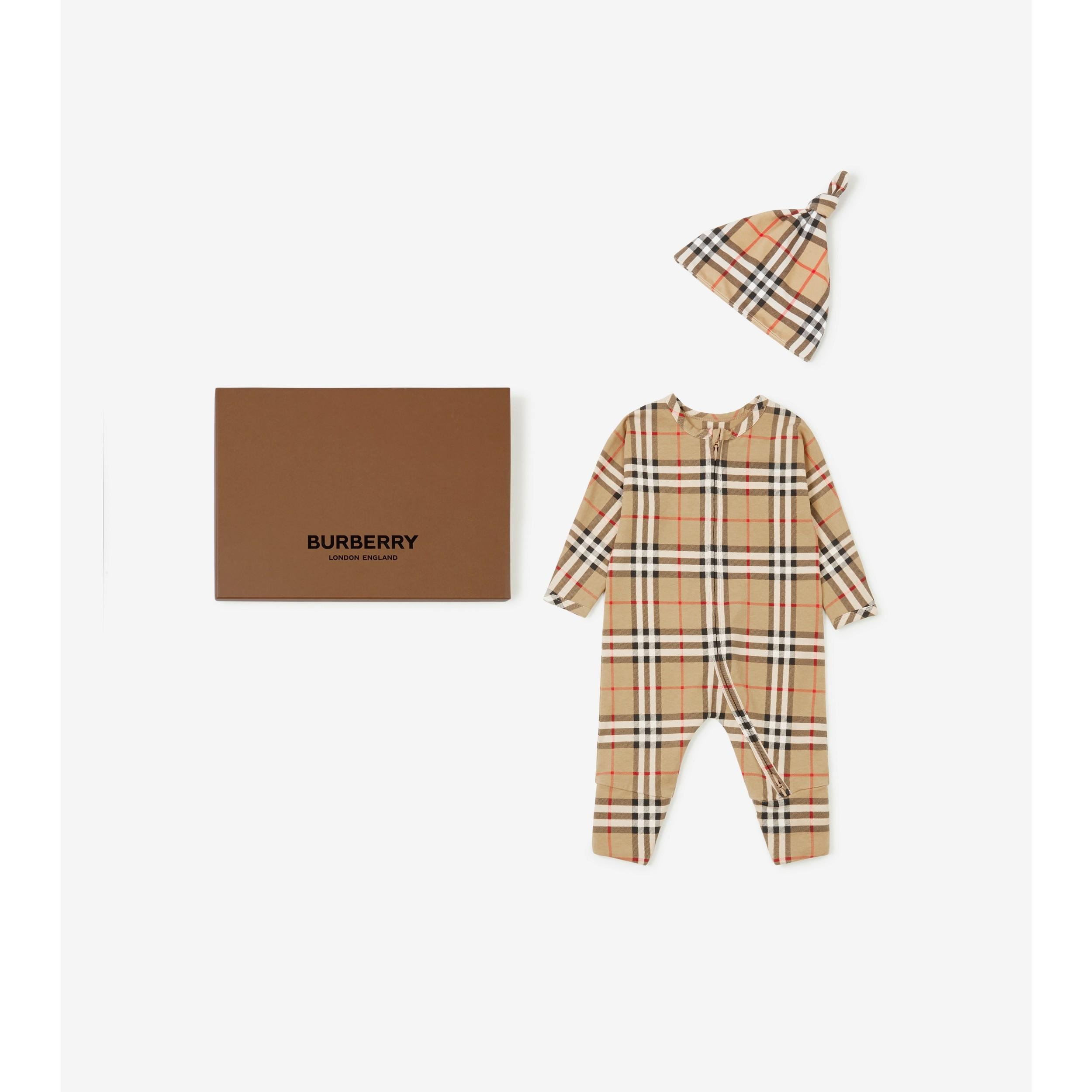 Check Cotton Two-piece Baby Gift Set by BURBERRY