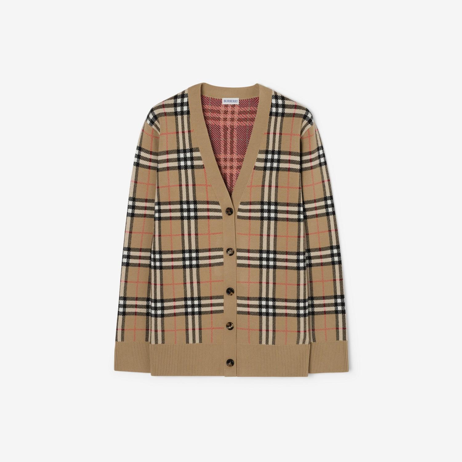 Check Cotton Wool Cardigan by BURBERRY