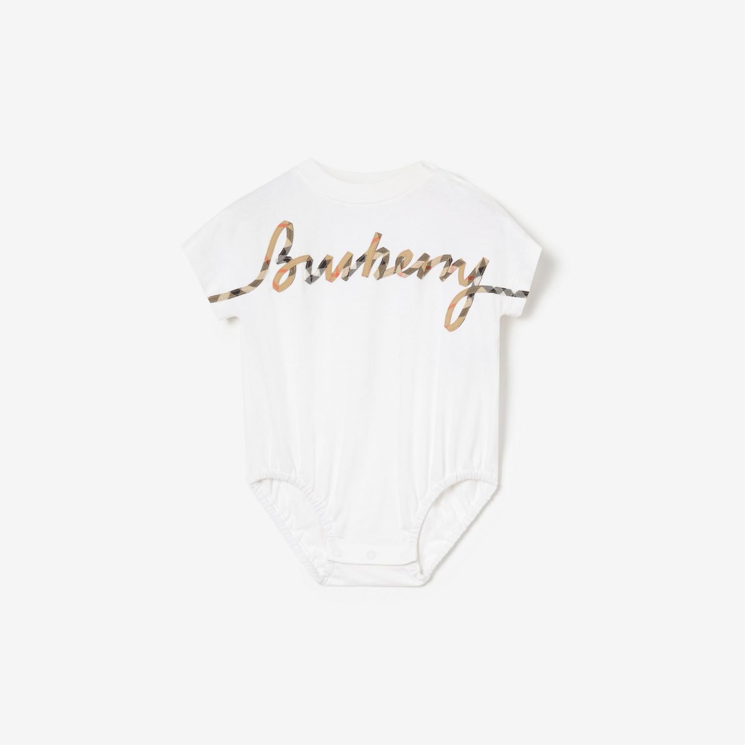 Check Cursive Logo Cotton Bodysuit by BURBERRY