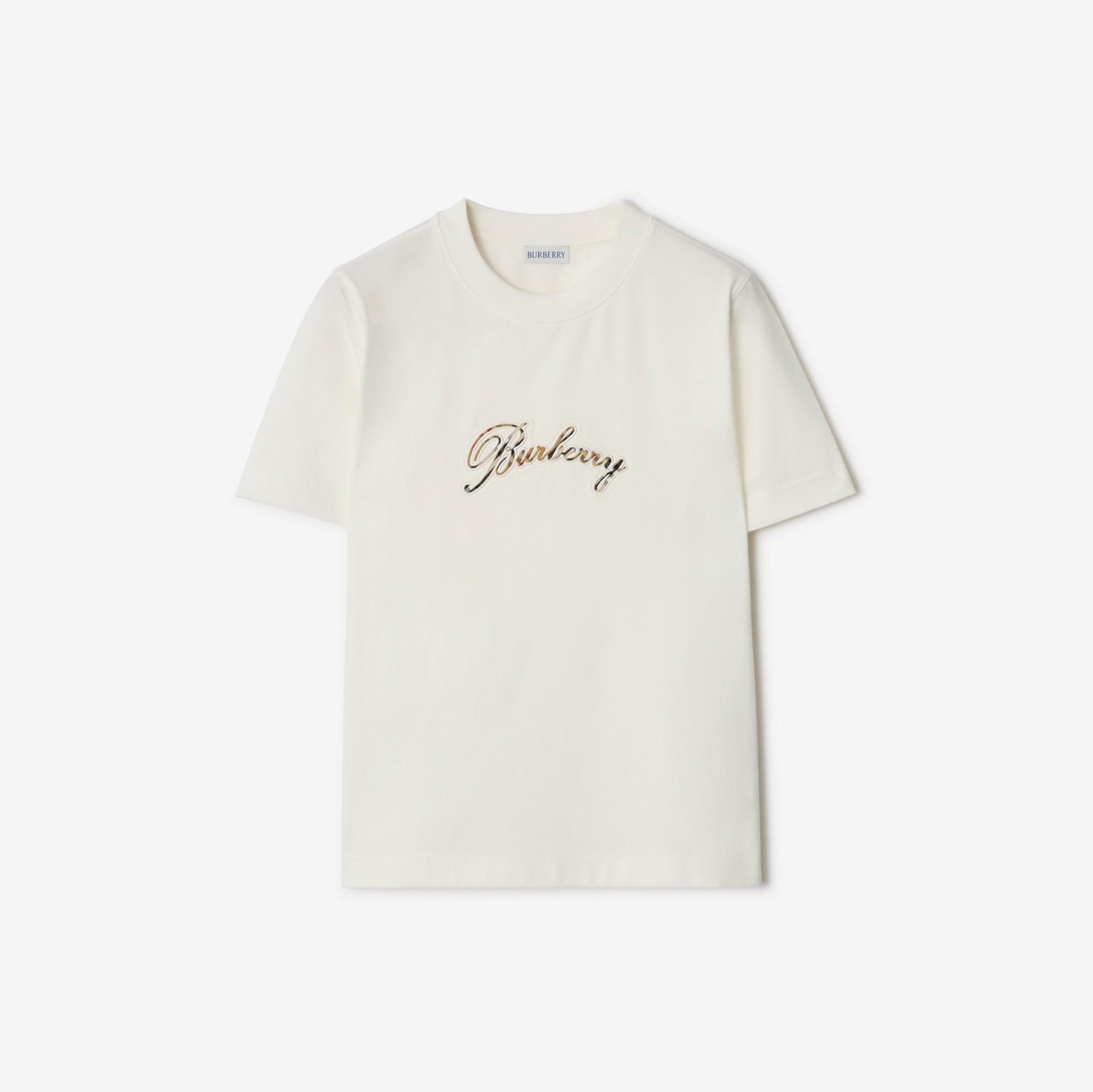Check Cursive Logo Cotton T-shirt by BURBERRY