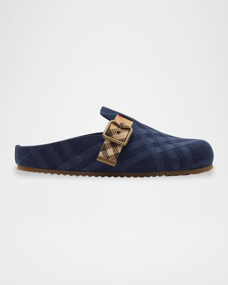 Check Denim Urchin Clogs by BURBERRY