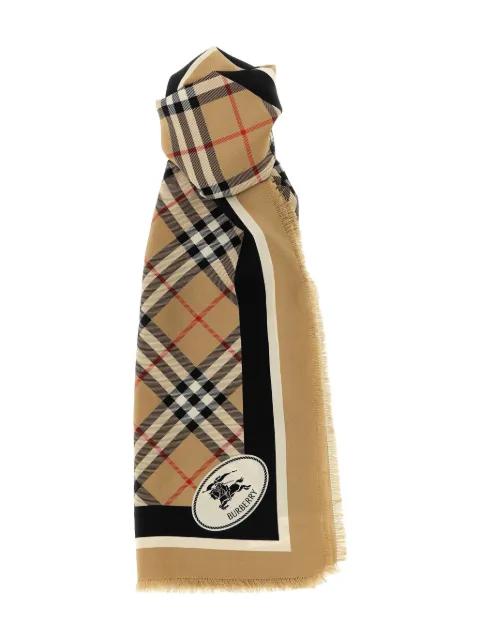 Check Knight fringed scarf by BURBERRY
