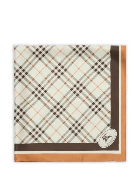 Check Knight stamp silk scarf by BURBERRY