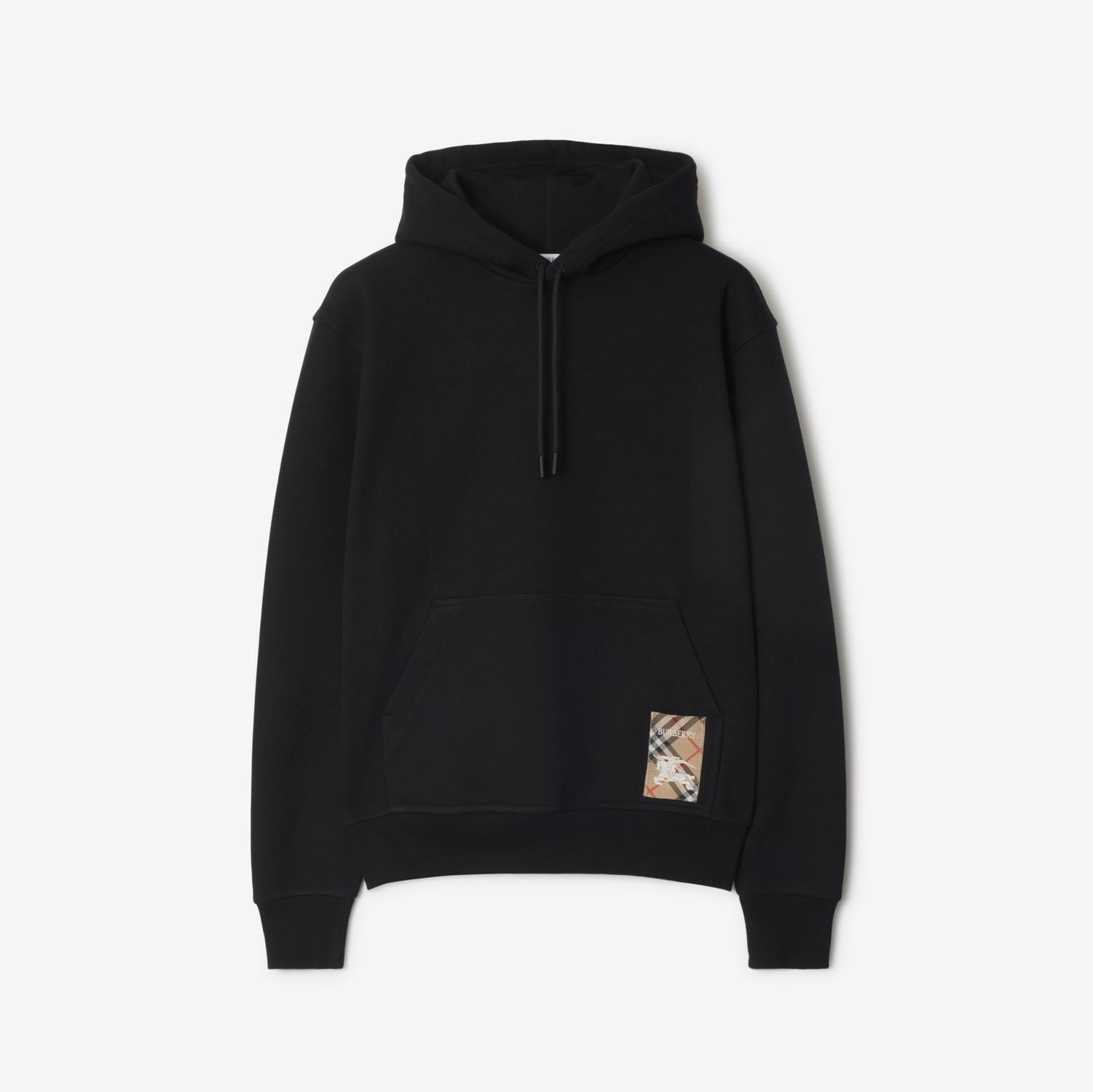 Check Label Cotton Hoodie by BURBERRY