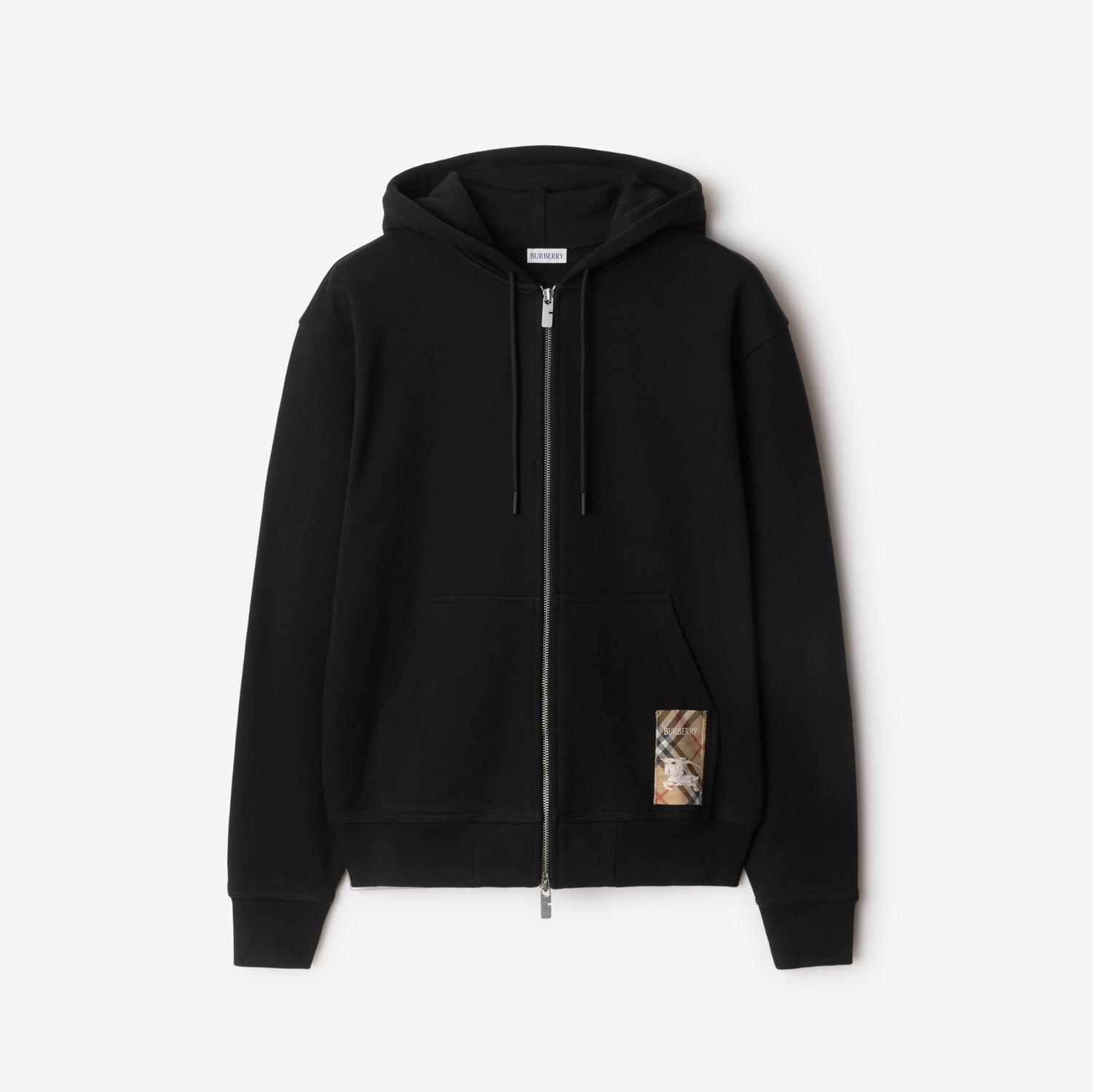 Check Label Cotton Zip Hoodie by BURBERRY