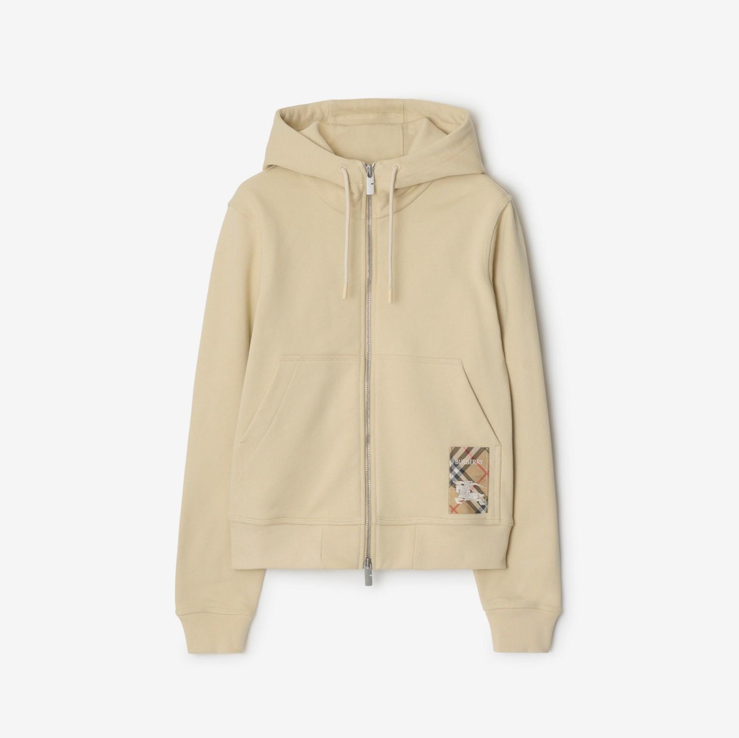 Check Label Cotton Zip Hoodie by BURBERRY